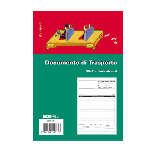 EDIPRO BLOCCO DOCUMENTO DI TRASPORTO AUTOCOPIANTE 2 COPIE 230X150MM 100 FOGLI CONF 10 Pz.